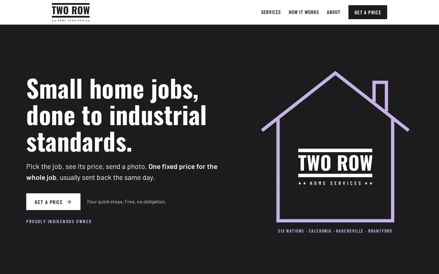 The Two Row Home Services home page